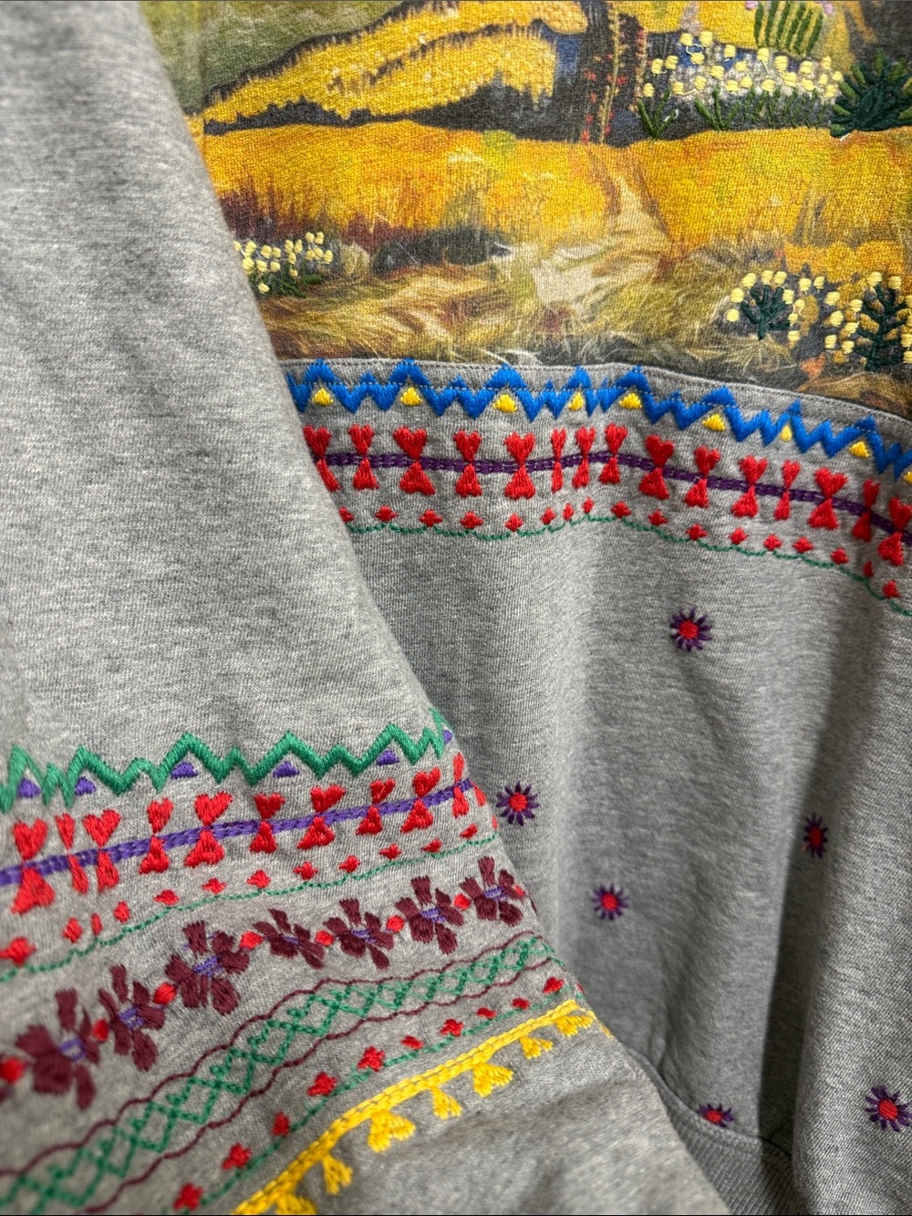 Pilcro AnthropologieGray Scenic Embroidered Pullover Sold Out Medium - Picture 5 of 5
